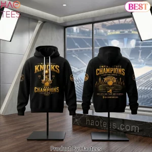 New York Knicks 2026 NBA Champions Empire State Gold Graphic Hoodie