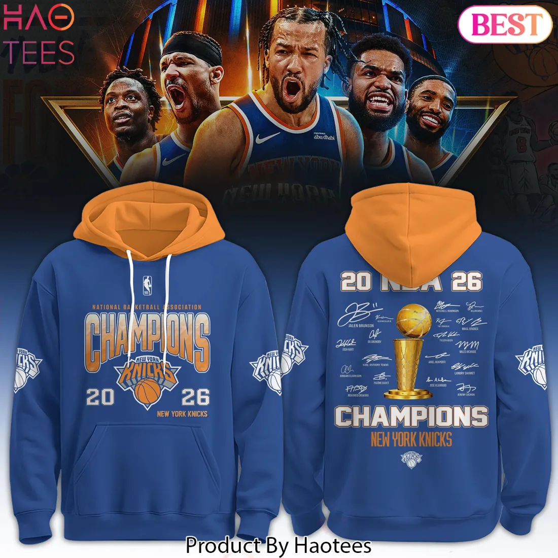 New York Knicks 2026 NBA Champions Player Signatures Hoodie New York Knicks 2026 NBA Champions Player Signatures Hoodie