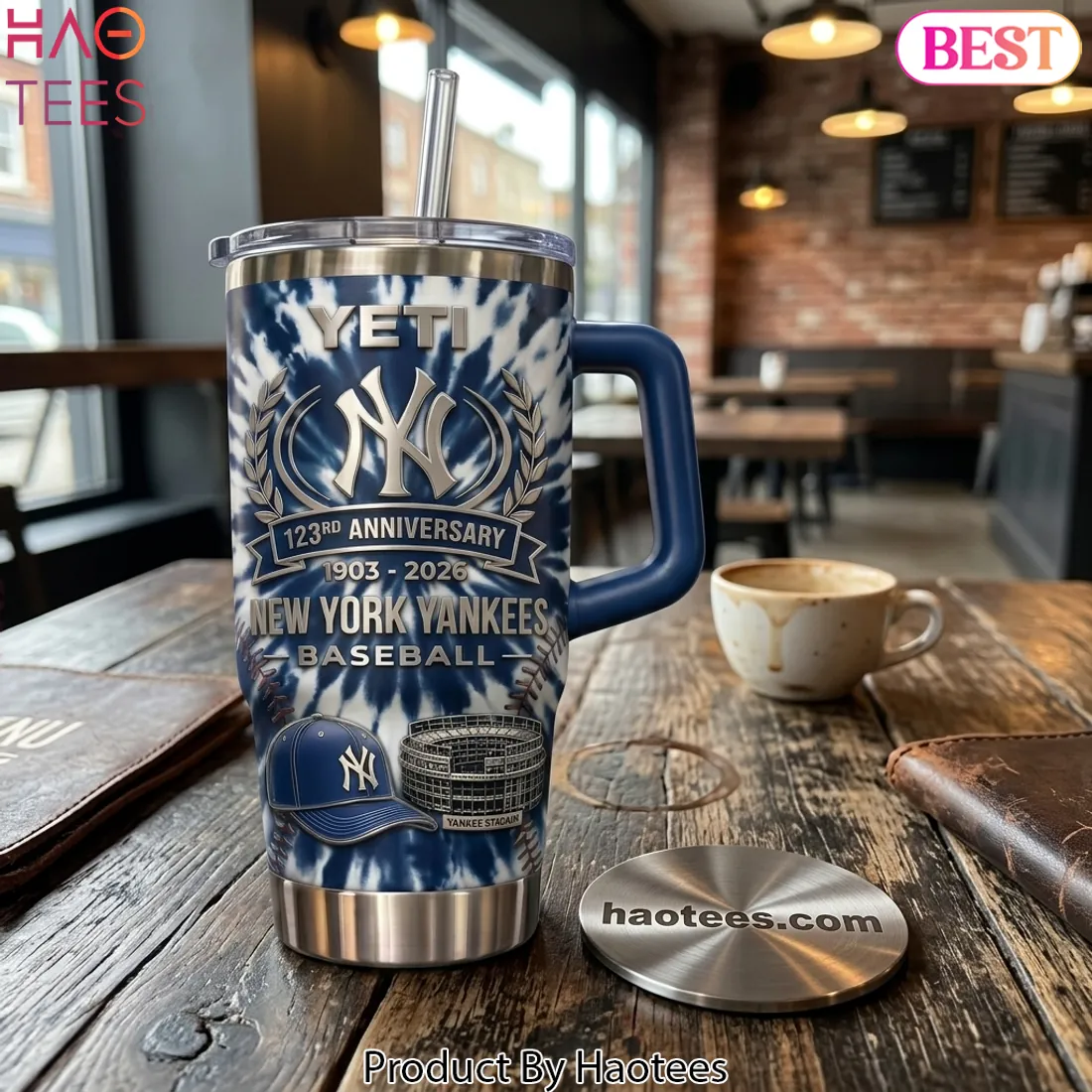 New York Yankees 123rd Anniversary 1903-2026 Official Fan Edition Tie Dye Handle Tumbler
