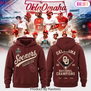 Oklahoma Sooners 2026 College World Series Champions Baseball Commemorative Hoodie