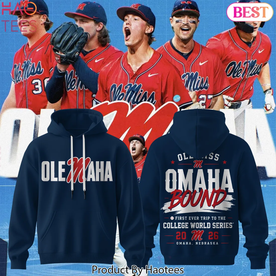 Ole Miss Rebels Olemaha Omaha Bound 2026 College World Series Hoodie Ole Miss Rebels Olemaha Omaha Bound 2026 College World Series Hoodie