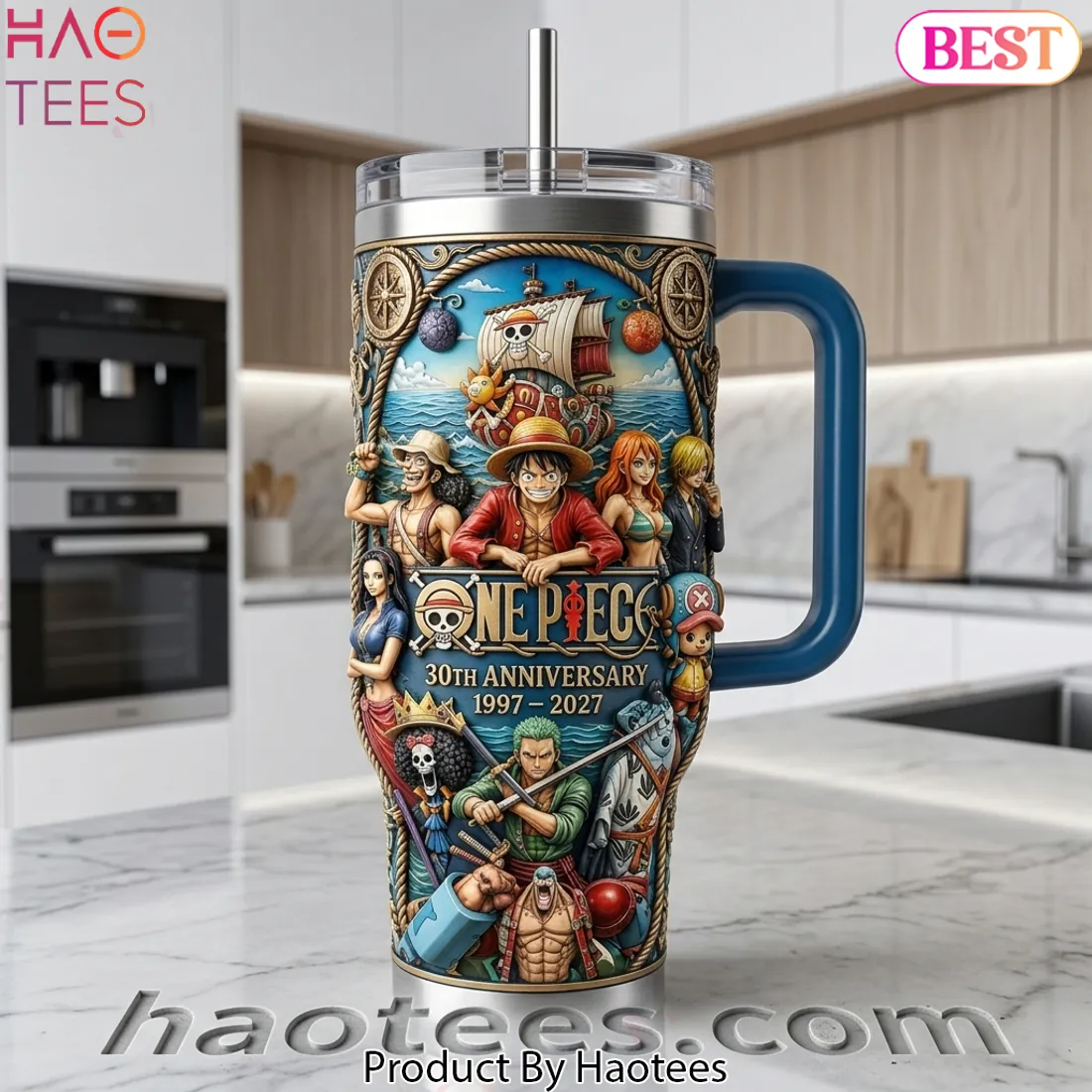 One Piece 30th Anniversary 1997-2027 Commemorative 3D Embossed Insulated Tumbler
