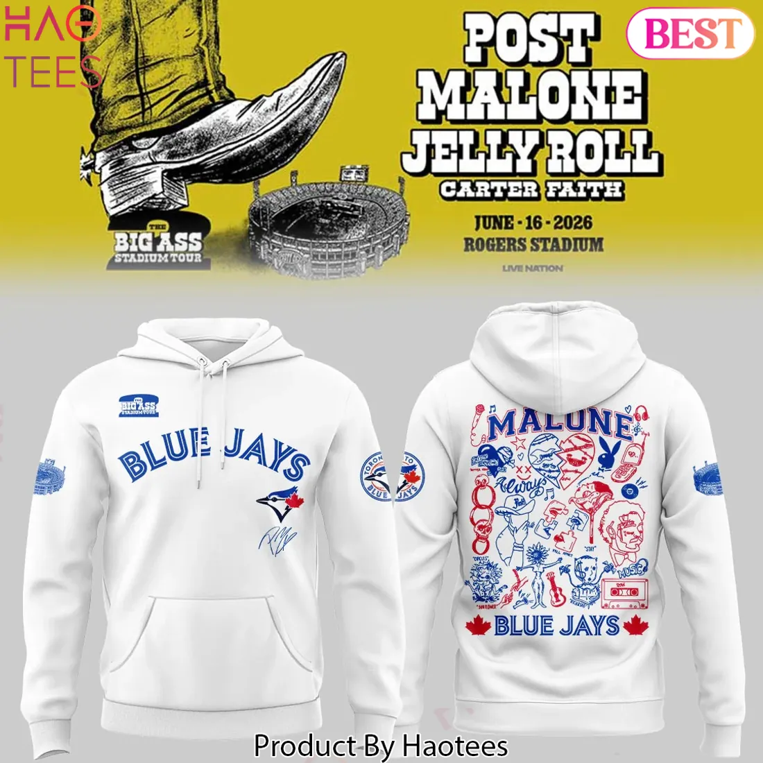 Post Malone Jelly Roll Big Ass Stadium Tour 2026 Rogers Stadium Hoodie Post Malone Jelly Roll Big Ass Stadium Tour 2026 Rogers Stadium Hoodie