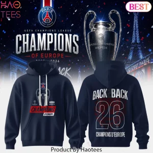 PSG UEFA Champions League Back 2 Back 2026 Champions of Europe Hoodie
