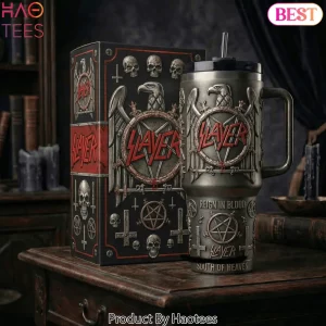 Slayer Reign In Blood South Of Heaven 3D Embossed Stainless Steel Tumbler