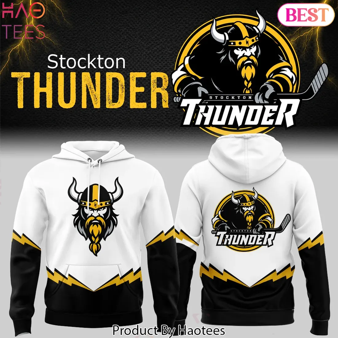 Stockton Thunder Lightning Bolt Hockey Hoodie Stockton Thunder Lightning Bolt Hockey Hoodie