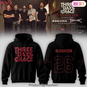 Three Days Grace Alienation Tour 2026 Black Pullover Hoodie