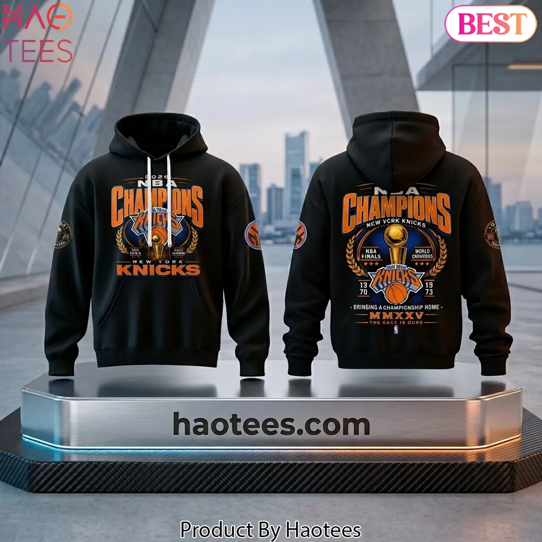 New York Knicks 2026 NBA Champions Commemorative Graphic Hoodie