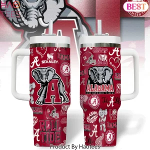 Alabama Crimson Tide NCAA Football Pattern Insulated Handle Tumbler