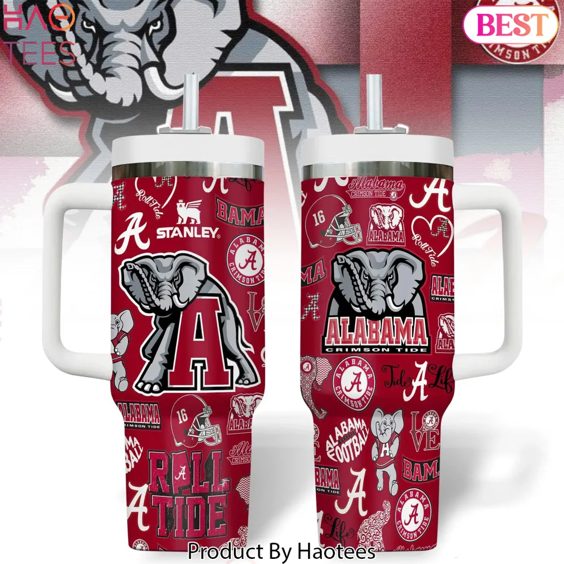 Alabama Crimson Tide NCAA Football Pattern Insulated Handle Tumbler Alabama Crimson Tide NCAA Football Pattern Insulated Handle Tumbler