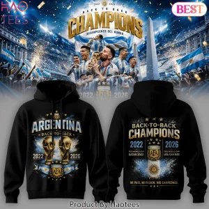 Argentina Back-To-Back World Cup 2022 2026 Champions Hoodie