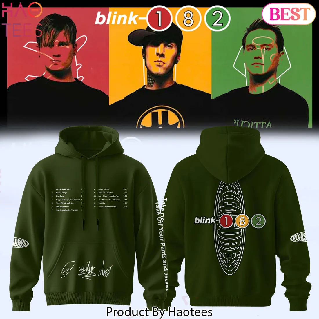 Blink-182 Take Off Your Pants and Jacket Pleasures Graphic Hoodie Blink-182 Take Off Your Pants and Jacket Pleasures Graphic Hoodie