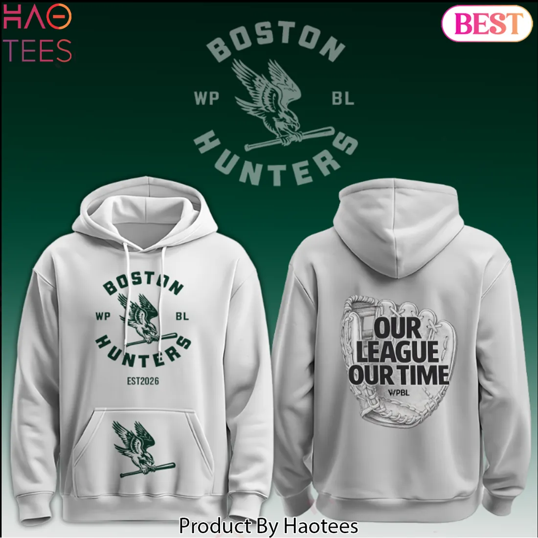 Boston Hunters WPBL Est 2026 Graphic Baseball Hoodie Boston Hunters WPBL Est 2026 Graphic Baseball Hoodie