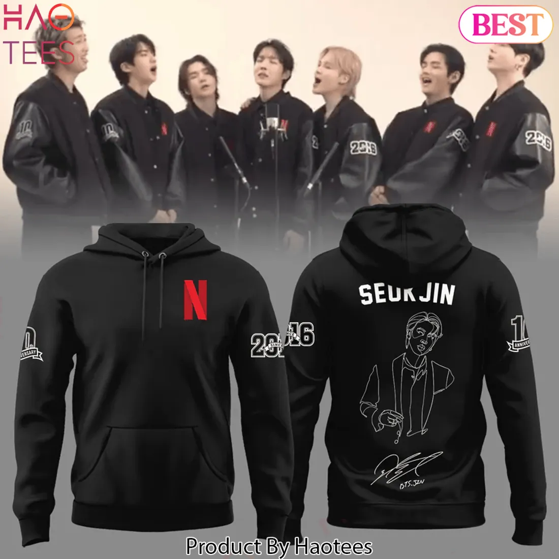 BTS Seokjin 10th Anniversary Commemorative Graphic Hoodie BTS Seokjin 10th Anniversary Commemorative Graphic Hoodie