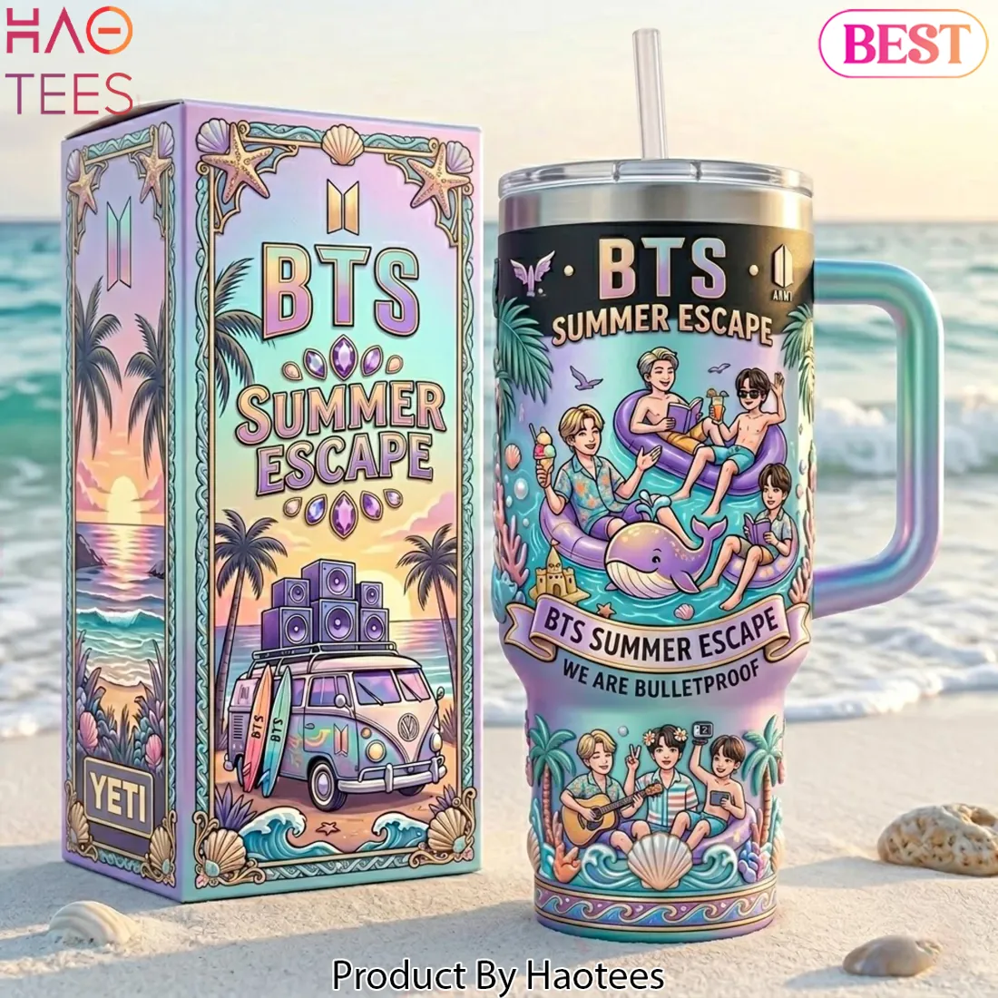 BTS Summer Escape Limited Edition Insulated Handle Tumbler BTS Summer Escape Limited Edition Insulated Handle Tumbler