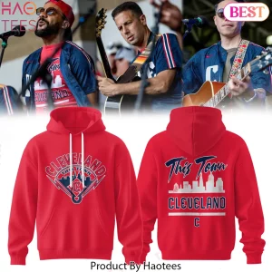 Cleveland This Town Skyline Graphic Red Hoodie