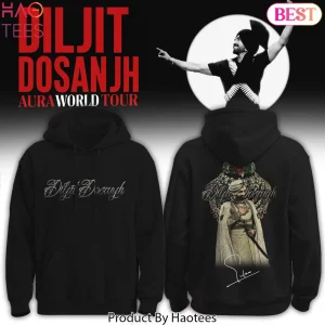 Diljit Dosanjh Aura World Tour Graphic Print Black Hoodie Diljit Dosanjh Aura World Tour Graphic Print Black Hoodie