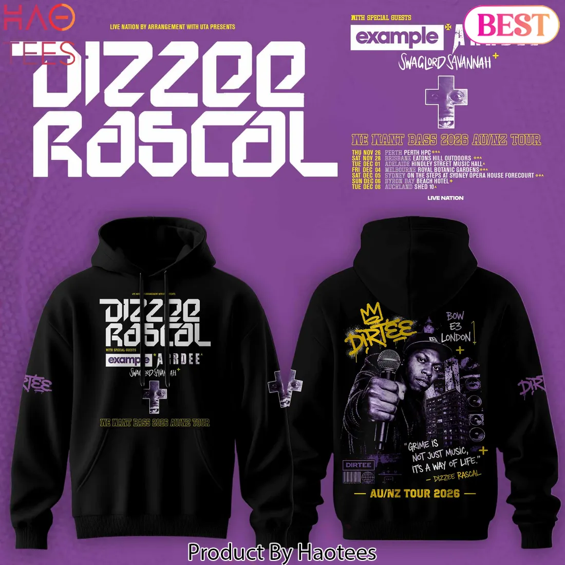 Dizzee Rascal We Want Bass 2026 Tour Graphic Hoodie Dizzee Rascal We Want Bass 2026 Tour Graphic Hoodie