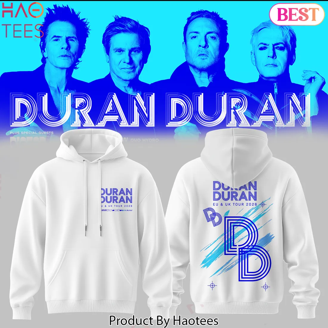 Duran Duran EU & UK Tour 2026 Commemorative White Graphic Hoodie Duran Duran EU & UK Tour 2026 Commemorative White Graphic Hoodie