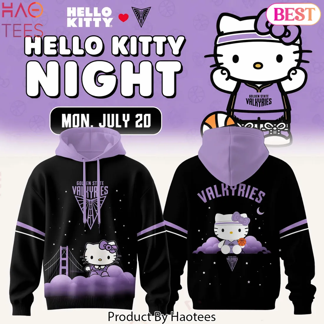Golden State Valkyries x Hello Kitty Night 2026 Limited Edition Hoodie Golden State Valkyries x Hello Kitty Night 2026 Limited Edition Hoodie