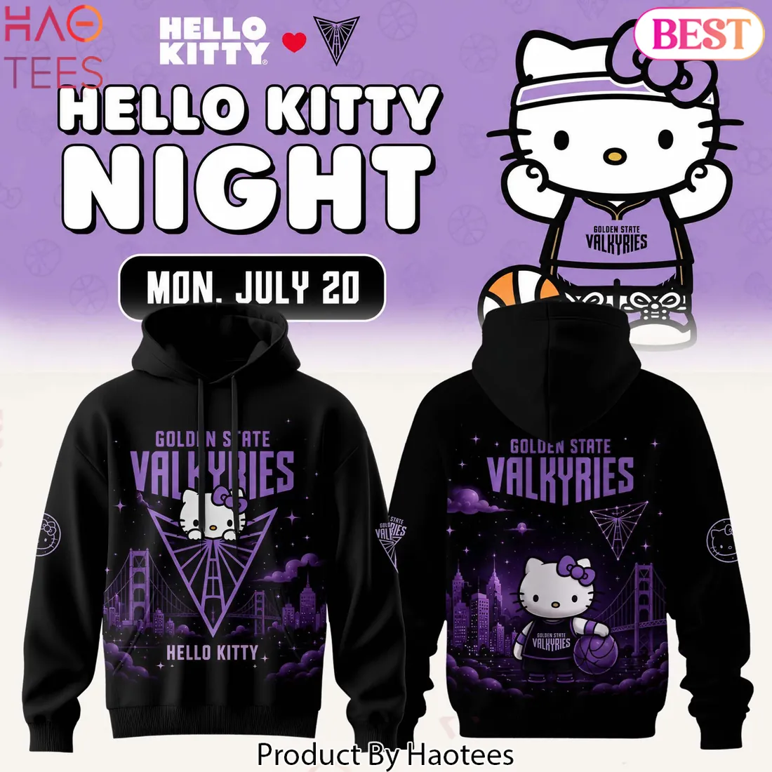 Golden State Valkyries x Hello Kitty Night Graphic Hoodie Golden State Valkyries x Hello Kitty Night Graphic Hoodie