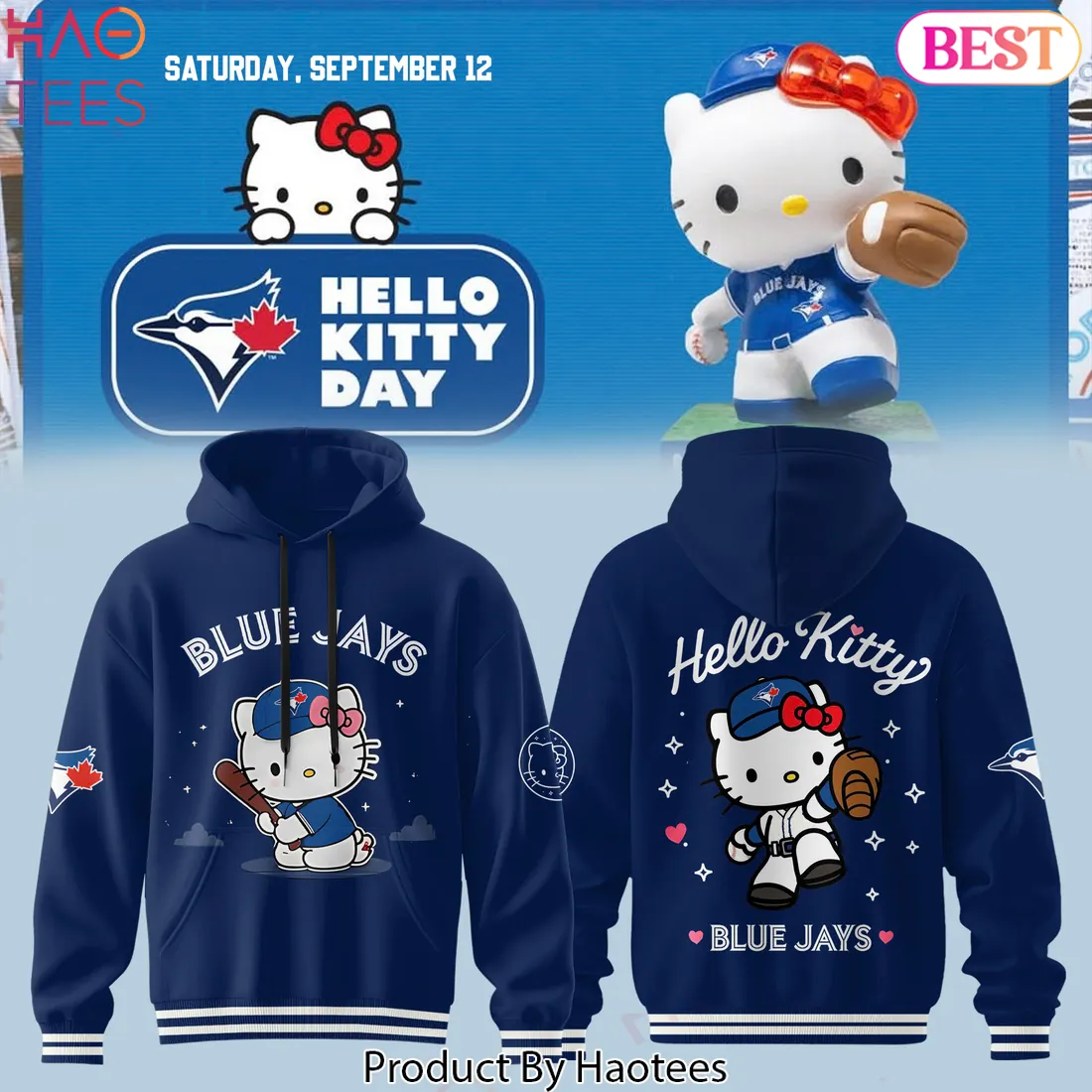 Hello Kitty Toronto Blue Jays Baseball Fan Edition Hoodie Hello Kitty Toronto Blue Jays Baseball Fan Edition Hoodie