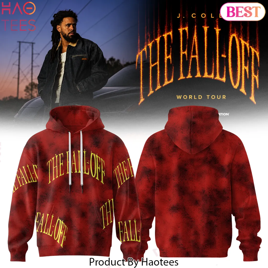 J. Cole The Fall Off World Tour Limited Edition Graphic Hoodie J. Cole The Fall Off World Tour Limited Edition Graphic Hoodie