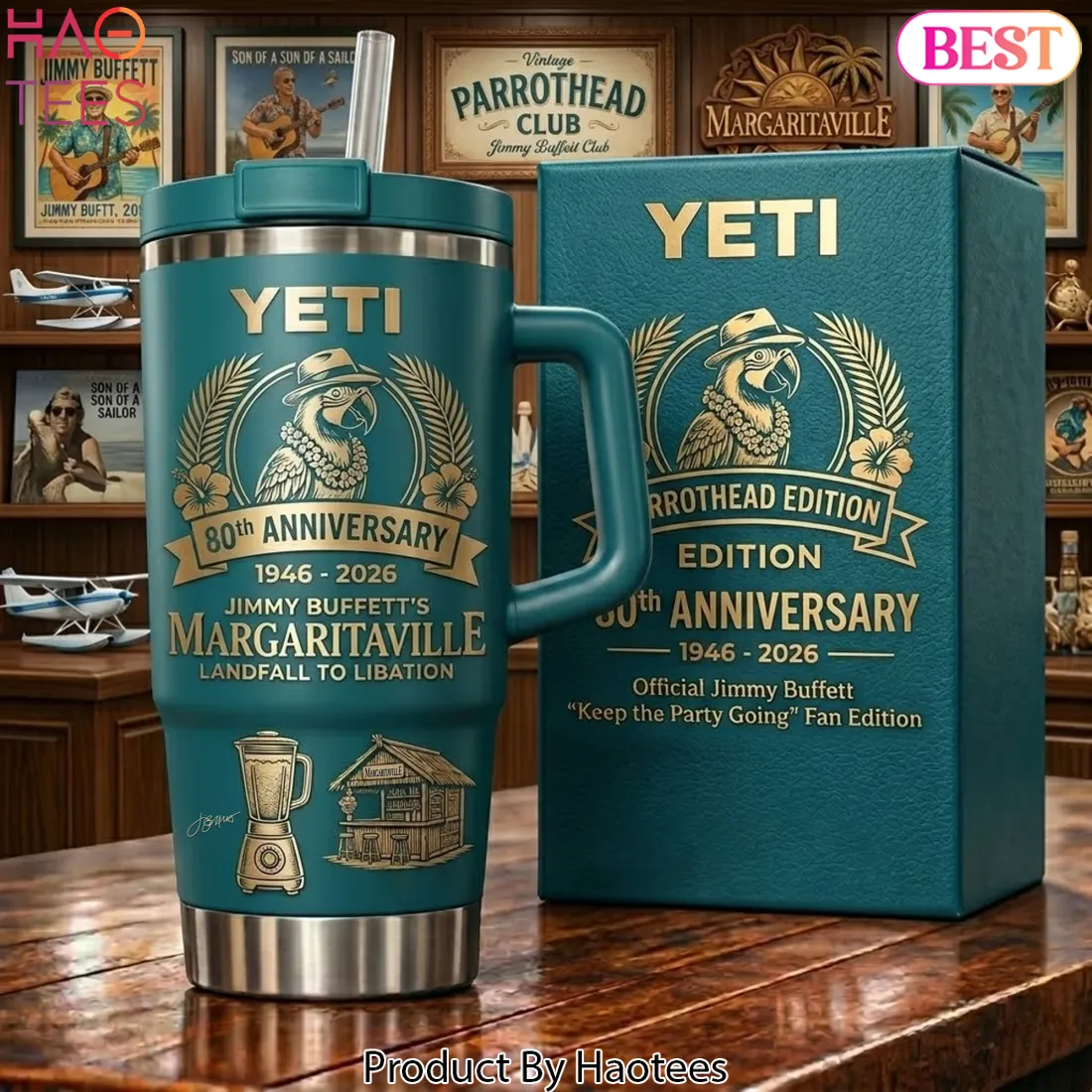 Jimmy Buffett Margaritaville 80th Anniversary Parrothead Edition Tumbler Jimmy Buffett Margaritaville 80th Anniversary Parrothead Edition Tumbler