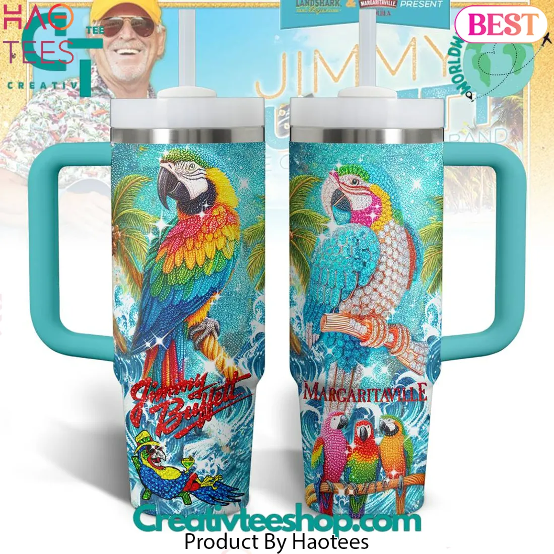 Jimmy Buffett Margaritaville Tropical Parrot Travel Tumbler Jimmy Buffett Margaritaville Tropical Parrot Travel Tumbler