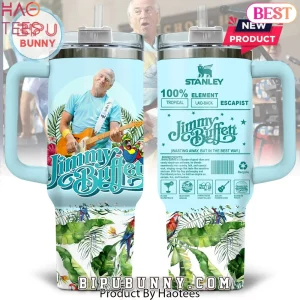 Jimmy Buffett Tropical Island Themed Stanley Style Tumbler