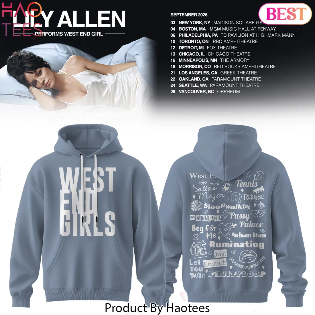 Lily Allen West End Girl 2026 Tour Graphic Hoodie Lily Allen West End Girl 2026 Tour Graphic Hoodie