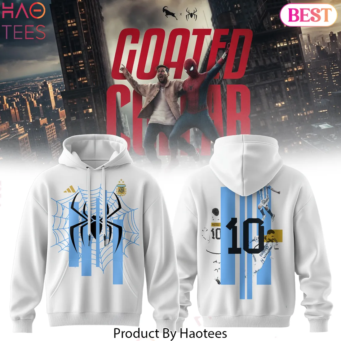 Lionel Messi x Spider-Man Goated Collab Argentina No 10 Hoodie Lionel Messi x Spider-Man Goated Collab Argentina No 10 Hoodie