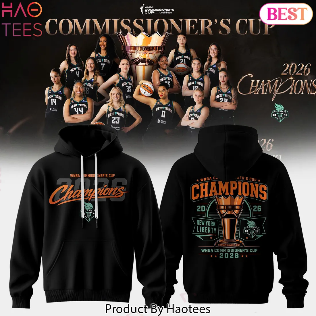 New York Liberty 2026 WNBA Commissioner’s Cup Champions Hoodie New York Liberty 2026 WNBA Commissioner’s Cup Champions Hoodie