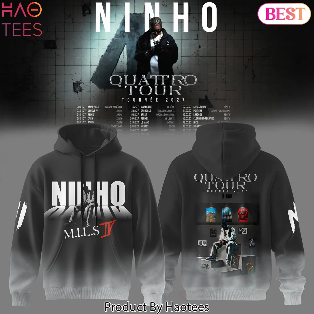 Ninho Quattro Tour 2027 Commemorative Gradient Graphic Hoodie Ninho Quattro Tour 2027 Commemorative Gradient Graphic Hoodie