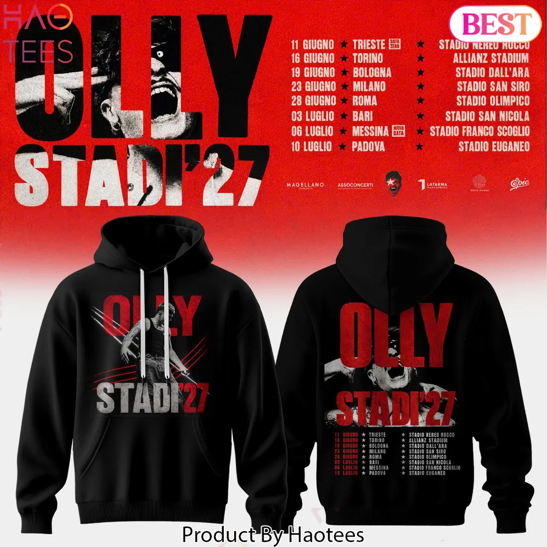Olly Stadi 27 Concert Tour Graphic Double Sided Hoodie Olly Stadi 27 Concert Tour Graphic Double Sided Hoodie