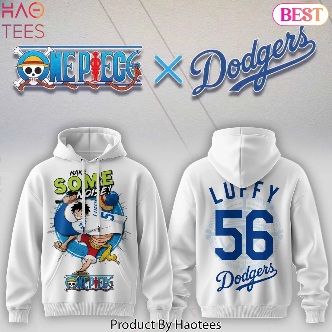 One Piece Dodgers Luffy 56 Anime Crossover Graphic Hoodie One Piece Dodgers Luffy 56 Anime Crossover Graphic Hoodie