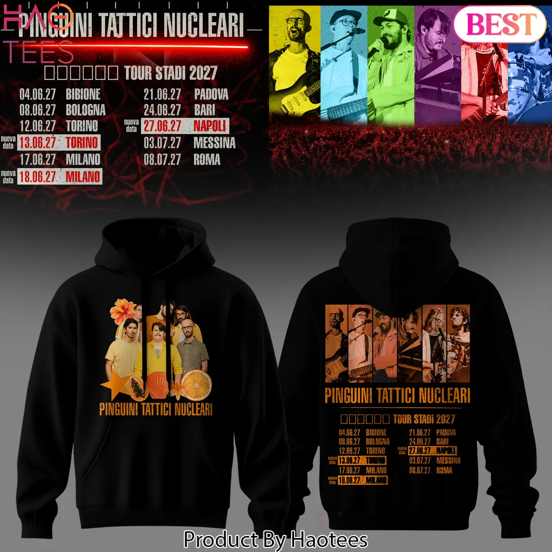 Pinguini Tattici Nucleari Tour Stadi 2027 Premium 3D Hoodie Pinguini Tattici Nucleari Tour Stadi 2027 Premium 3D Hoodie