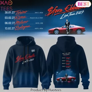 Sfera Ebbasta Live Tour 2027 Concert Graphic Navy Blue Hoodie