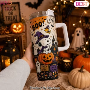 Snoopy Boo Halloween Witch Pumpkin Insulated Travel Tumbler