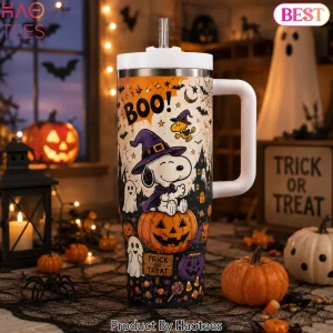 Snoopy Boo Halloween Witch Pumpkin Insulated Travel Tumbler