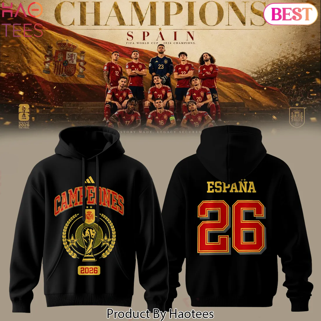 Spain National Team 2026 World Cup Winners Limited Edition Hoodie Spain National Team 2026 World Cup Winners Limited Edition Hoodie