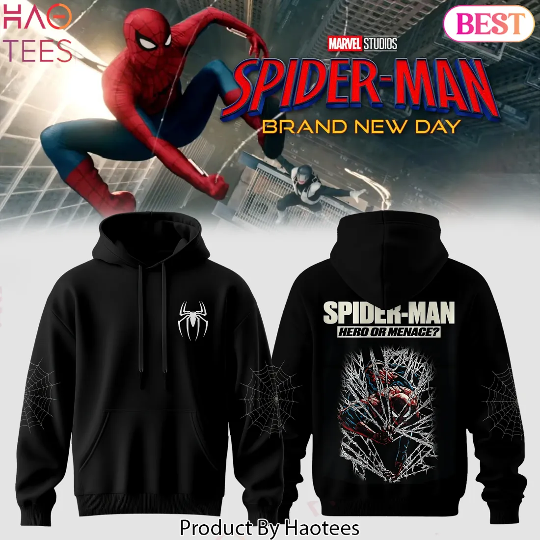 Spider-Man Brand New Day Hero Or Menace Graphic Hoodie Spider-Man Brand New Day Hero Or Menace Graphic Hoodie