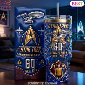 Star Trek 60th Anniversary 1966 2026 Premium 3D Embossed Travel Tumbler