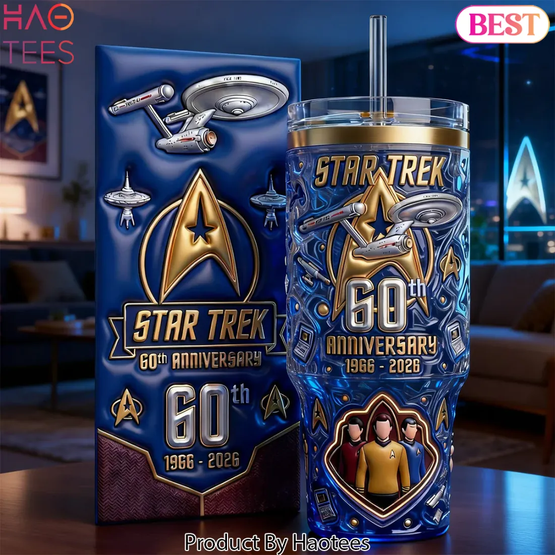Star Trek 60th Anniversary 1966 2026 Premium 3D Embossed Travel Tumbler Star Trek 60th Anniversary 1966 2026 Premium 3D Embossed Travel Tumbler