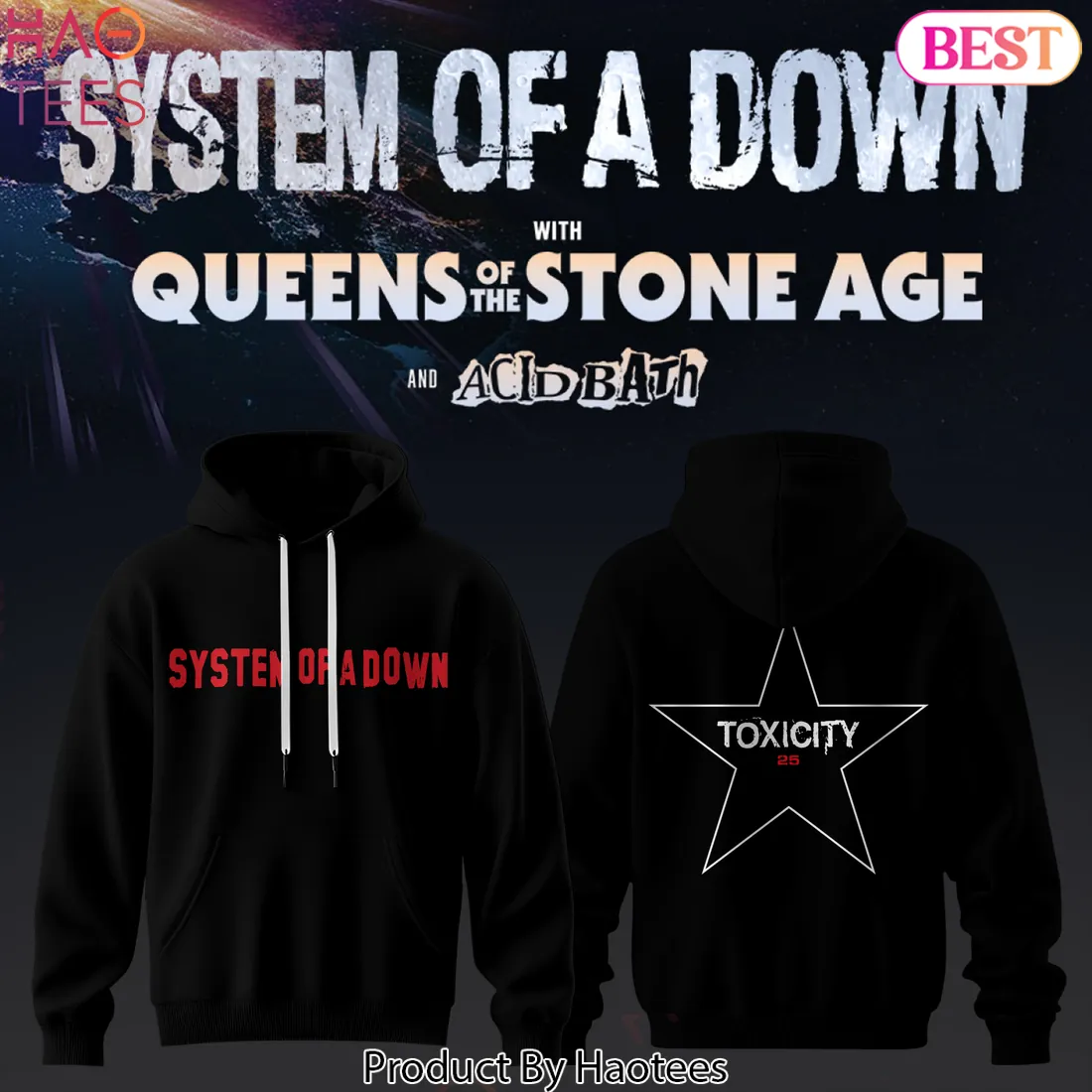 System Of A Down Toxicity 25 Anniversary Black Pullover Hoodie System Of A Down Toxicity 25 Anniversary Black Pullover Hoodie