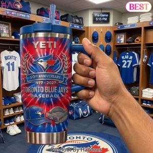 Toronto Blue Jays 50th Anniversary Tie Dye Handle Tumbler