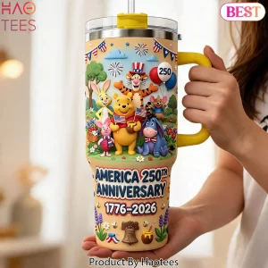 Winnie the Pooh America 250th Anniversary 1776-2026 Patriotic Tumbler with Handle