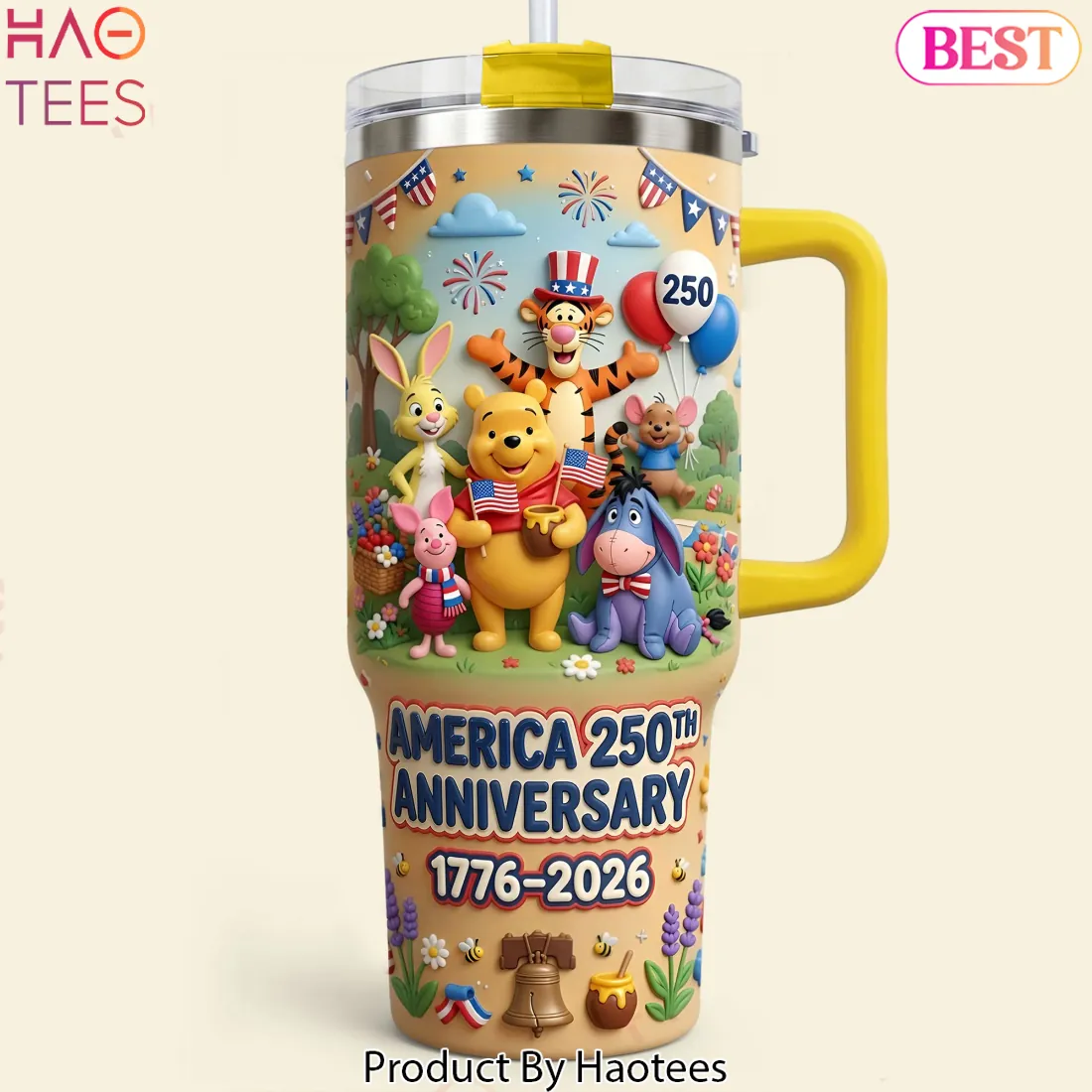 Winnie the Pooh America 250th Anniversary 1776-2026 Patriotic Tumbler with Handle Winnie the Pooh America 250th Anniversary 1776-2026 Patriotic Tumbler with Handle