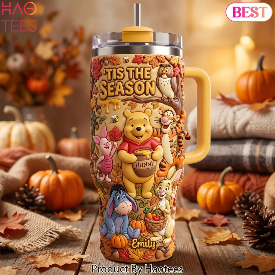 Winnie The Pooh Tis The Season Autumn 40oz Tumbler Winnie The Pooh Tis The Season Autumn 40oz Tumbler