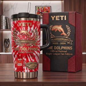 The Dolphins NRL 3rd Anniversary 2023-2026 Stainless Steel Handle Tumbler The Dolphins NRL 3rd Anniversary 2023-2026 Stainless Steel Handle Tumbler